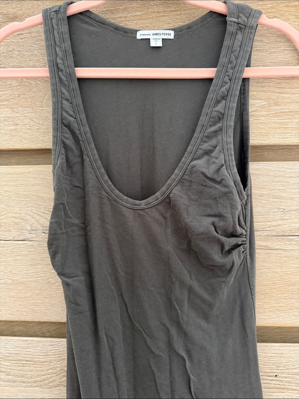 James Perse Olive Brown Sleeveless Maxi Dress very soft, size 2 medium